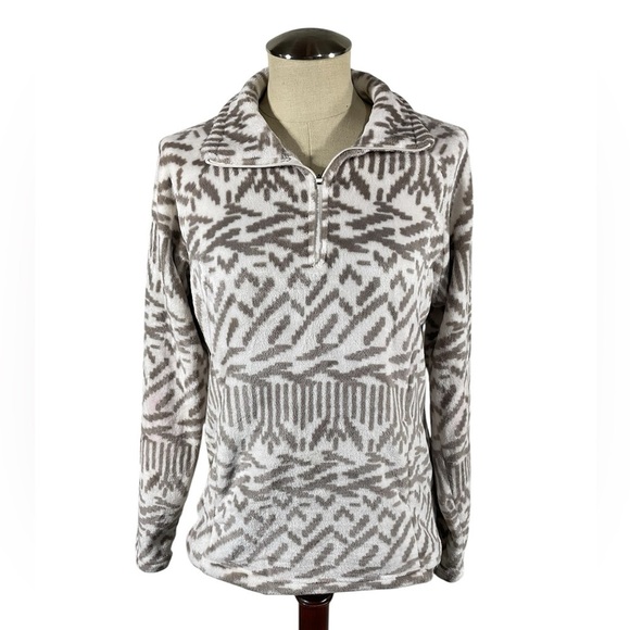 Eddie Bauer Fleece Pullover 1/4 Zip Soft Plush Sweater Southwest Sz Medium - Picture 1 of 7